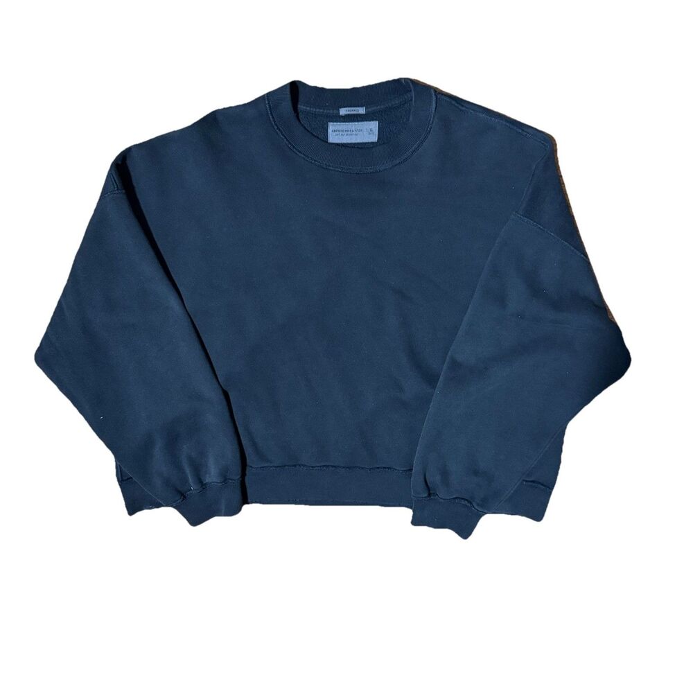 ABERCROMBIE & FITCH Cropped Oversized Sweater Black Boxy Size XL